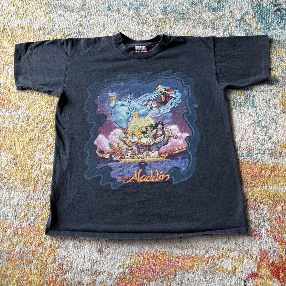 Vintage 90s Disney Aladdin Movie Promo T-shirt Size L Fits Like M single stitch